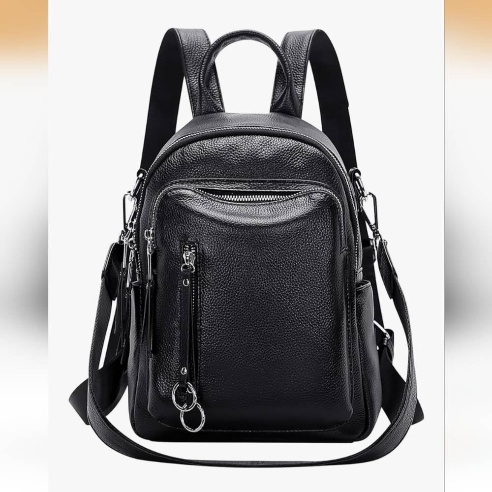 Elegant Black Leather Backpack